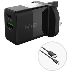 Acceon Dual Port Charger, 20 W, Black, PD-054C