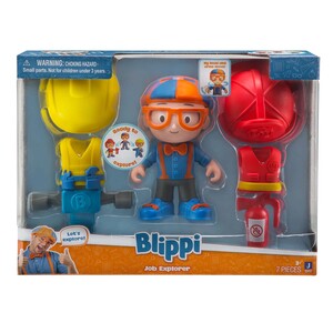 Blippi DLX Figure Job Explorer Play Set, 7 Pcs, Multicolor, BLP0136