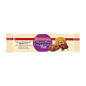 Papadopoulos Digestive Bar With Red Fruits and Milk Chocolate, 28 g