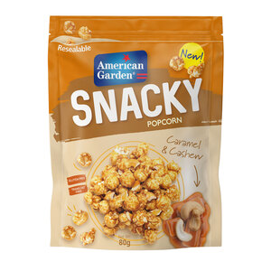 American Garden Snacky Ready-To-Eat Caramel & Cashew Popcorn Gluten Free 80g