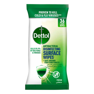 Dettol Fresh Antibacterial Disinfecting Surface Wipes Large 36pcs