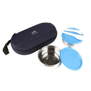 Cello stainless steel Snacks Box 2s + Pouch