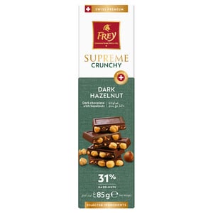Buy Frey Supreme Crunchy Hazelnut Dark Chocolate Bar, 85 g Online at Best Price | Covrd Choco.Bars&Tab | Lulu UAE in UAE