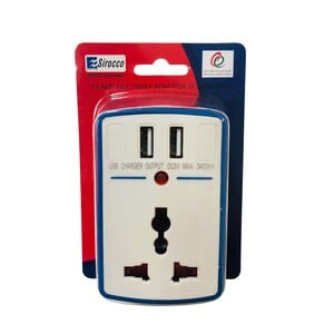Sirocco 13 Amp Multiway Adaptor with 2 USB, 944L