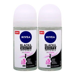 Nivea Women Black & White Invisible Roll-On Deodorant 2 x 50 ml