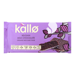Kallo Belgian Milk Chocolate Organic Rice Cakes Thin 90 g