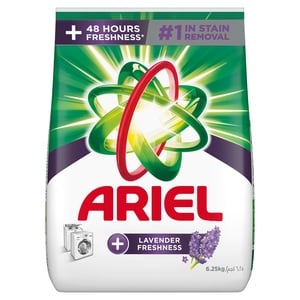 Ariel Automatic Lavender Freshness Laundry Detergent Powder Green Value Pack 6.25 kg