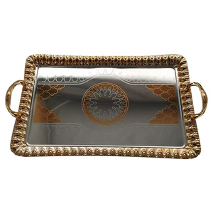 Chefline Stainless Steel Serving Tray, 50x32 cm, Gold/Silver, SG642XL