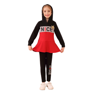 كورتيجياني طقم ملابس بناتي بأكمام طويلة ، GO-34 ، أسود - أحمر ، 3-4 سنوات