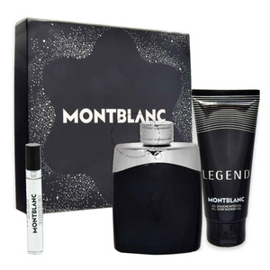 Mont Blanc Legend Eau De Toilette 100ml + Mini 7.5ml + Shower Gel 100ml For Men Gift Set