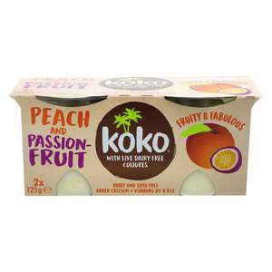 Koko Dairy Free Peach and Passion fruit Yogurt, 2 x 125 g