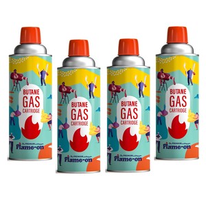 Flame-on Butane Gas 4pc Pack