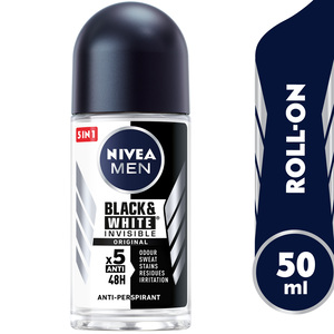 Buy Nivea Men Antiperspirant Roll-on Black & White Original 50 ml Online at Best Price | Roll - Ons | Lulu Egypt in Kuwait