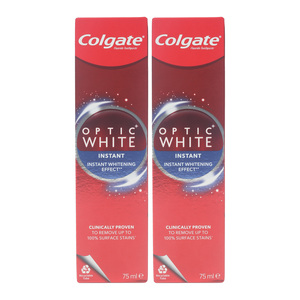 اشتري قم بشراء Colgate Toothpaste Optic White Instant Value Pack 2 x 75 ml Online at Best Price من الموقع - من لولو هايبر ماركت Tooth Paste في الكويت