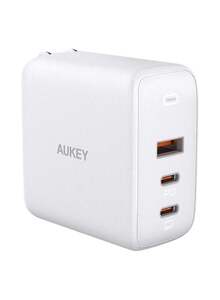 Aukey Omnia 3-Port 90W with GaN Fast Technology PD Wall Charger, UK Plug White, PA-B6S