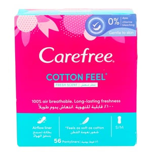 Buy Carefree Cotton Feel Fresh Scent Pantyliners 56 pcs Online at Best Price | Sanpro Panty Liners | Lulu Egypt in UAE