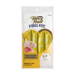 Purina Fancy Feast Pure Kiss Tuna Puree with Chicken Flakes Cat Treat 4 x 10 g