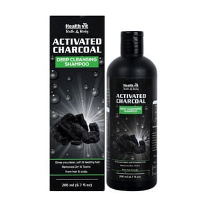 HealthVit Shampoo Activated Charcoal Deep Cleansing Shampoo, 200 ml