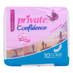 Private Natural Cotton Feel Confidence Extra Pads  Size 33cm 12 pcs