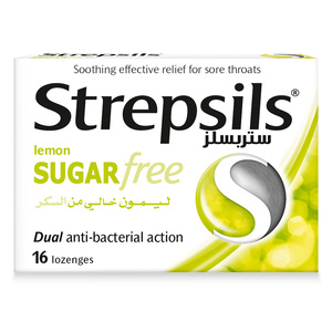 Strepsils Sore Throat Relief Lemon Sugar Free 16 pcs