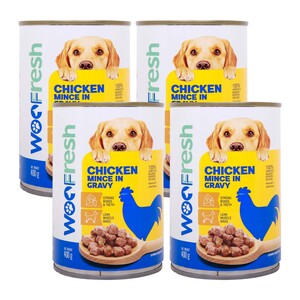 Buy WooFresh Chicken Mince in Gravy 4 x 400 g Online at Best Price | Dog Food | Lulu Kuwait in Kuwait