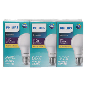 Philips Essential LED Bulb 3pcs 11W E27 Warm White