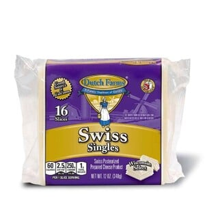 Dutch Farms Swiss Singles Slice Cheese 340 g