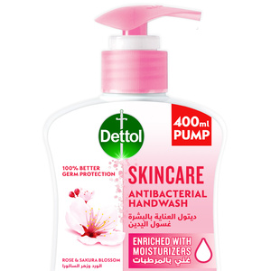 Dettol Handwash Liquid Soap Skincare Pump Rose & Sakura Blossom Fragrance 400 ml