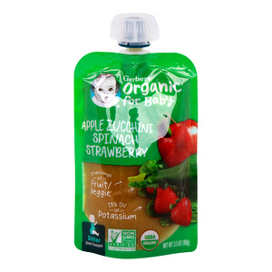 Gerber Organic for Baby, Apple Zucchini Spinach Strawberry, 99 g