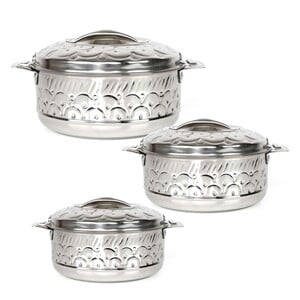 Chefline Stainless Steel Hot Pot Set Riya, Pack of 3, 1000 ml + 1500 ml + 2500 ml