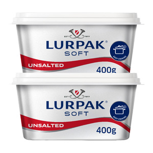 Lurpak Soft Unsalted Butter Tub 2 x 400 g