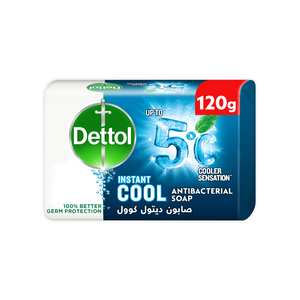 Dettol Instant Cool Anti-Bacterial Bathing Soap Bar Menthol And Eucalyptus Fragrance 120 g