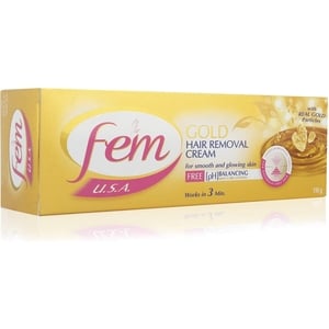 Buy Fem USA Gold Hair Removal Cream Infused with Gold For Smooth & Glowing Skin, 110 g Online at Best Price | Ladies Hair Removers | Lulu Kuwait in Kuwait