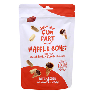 Just The Fun Part Waffle Cones Filled With Peanut Butter And Milk Chocolate, 120 g