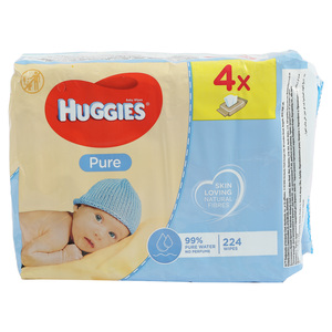 Huggies Baby Wipes Pure 4 x 56 pcs