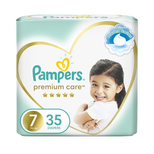 Buy Pampers Premium Care Diaper Size 7 18+ kg 35 pcs Online at Best Price | Baby Nappies | Lulu UAE in Kuwait