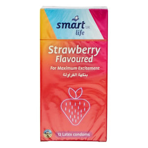 Smart Life Latex Condoms Strawberry Flavour 12 pcs