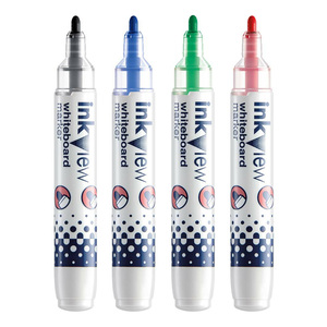 يوني-بول إنك فيو أقلام خطاط للسبورة البيضاء، 4 قطع، متعددة الألوان، PWB-202