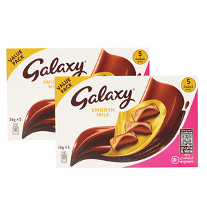 Buy Galaxy Smooth Milk Chocolate Value Pack 5 x 36 g 2 pkt Online at Best Price | Chocolate Bags | Lulu Kuwait in Kuwait