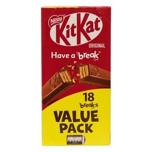 Buy Nestle KitKat 2 Finger Original Milk Chocolate Wafer Bar Value Pack 18 x 17.7 g Online at Best Price | Covrd Choco.Bars&Tab | Lulu KSA in Saudi Arabia