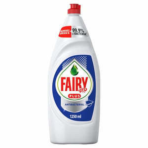 Fairy Plus Antibacterial Dishwashing Liquid Soap With Alternative Power To Bleach 1.25 Litres