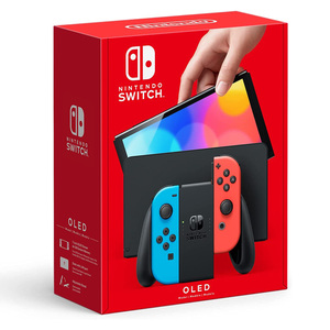 Nintendo Switch OLED Neon Red & Neon Blue Joy Con+ Metroid Dread + Xenoblade cronicles.