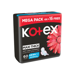 Buy Kotex Maxi Protect Thick Normal Size Sanitary Pads with Wings 60 pcs Online at Best Price | Sanpro Pads | Lulu UAE in UAE