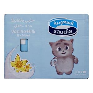 Buy Saudia Vanilla Milk 18 x 200 ml Online at Best Price | UHT flavoured milk drink | Lulu KSA in Saudi Arabia