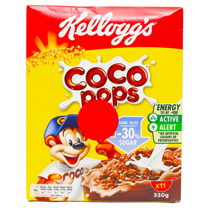 Buy Kelloggs Coco Pops 30% Less Sugar Value Pack 330 g Online at Best Price | Sugar & chocolate cereals | Lulu Kuwait in Kuwait