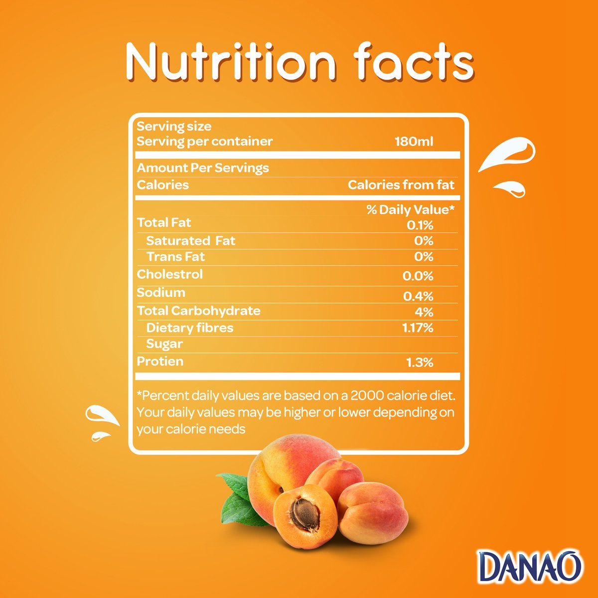 Danao No Added Sugar Peach & Apricot Juice Drink with Milk 180 ml
