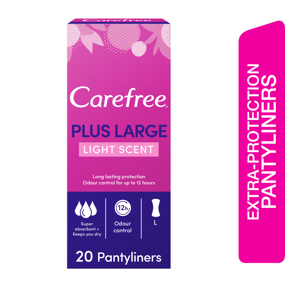 Buy Carefree Panty Liners Plus Large Light Scent 20pcs Online at Best Price | Sanpro Panty Liners | Lulu Kuwait in Saudi Arabia