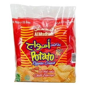 Al Mudhish Potato Ripples Crunch Chilli Flavour 24 x 15 g