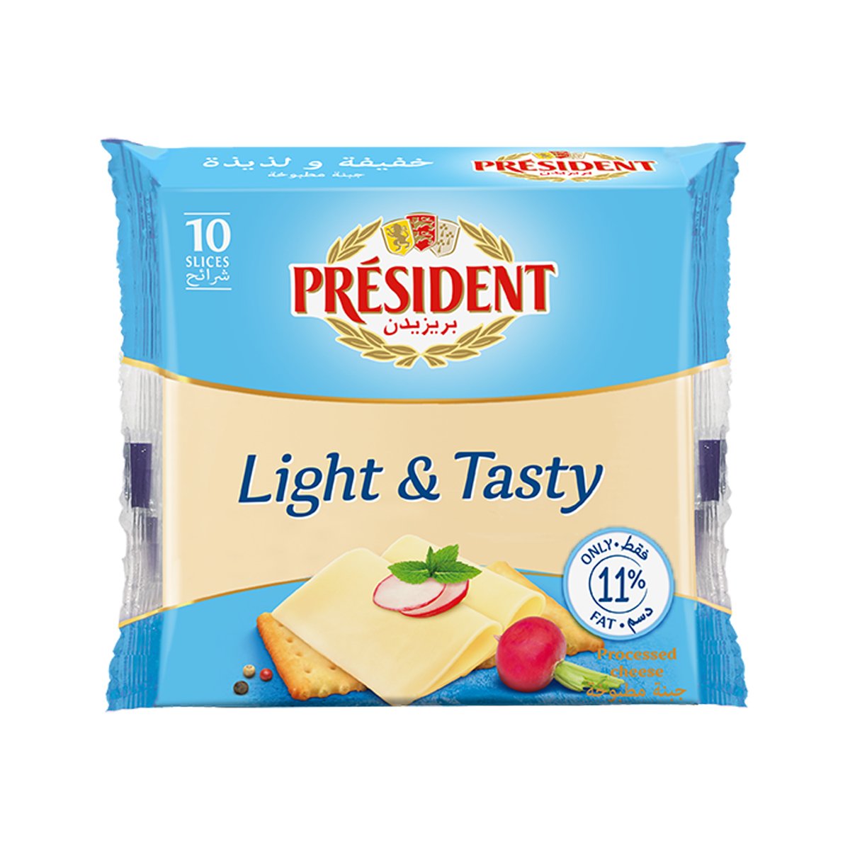 Buy President Light Processed Cheese 10 Slices 200 g Online at Best Price | Sliced Cheese | Lulu Egypt in Saudi Arabia