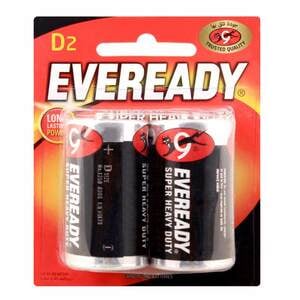 Eveready Super Heavy Duty D Size(R20) Carbon Zinc Batteries 2pcs